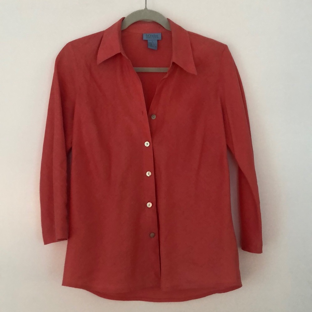 Linen button down shirt, salmon color